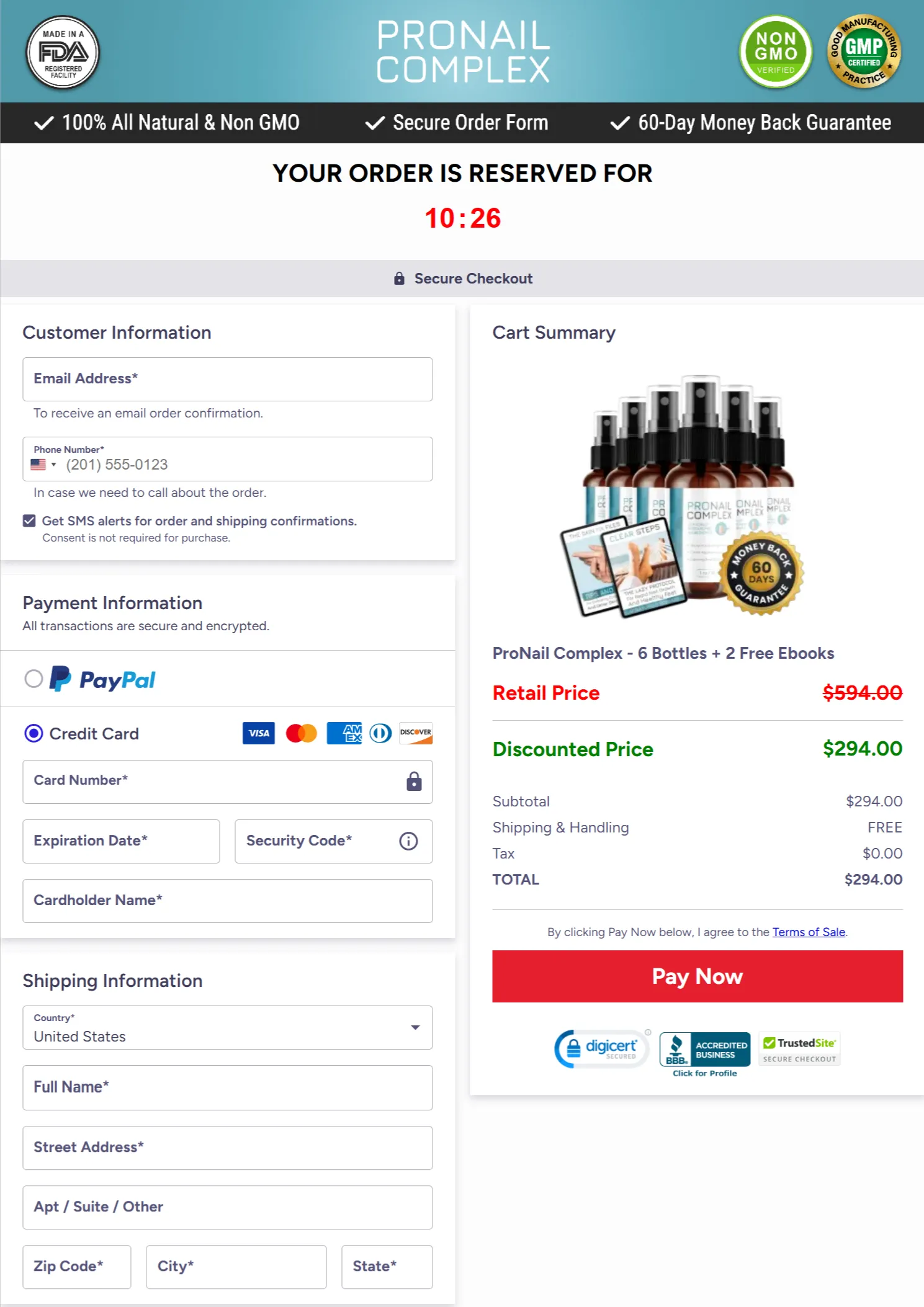 ProNail Complex checkout page
